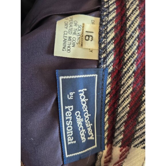 Haberdashery Plaid Wool Blend Pencil Skirt Tartan Check Faux Wrap Fringe Vintage - Picture 4 of 5